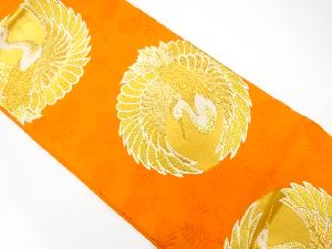 アンティーク　鶴に若松模様織り出し袋帯(材料)